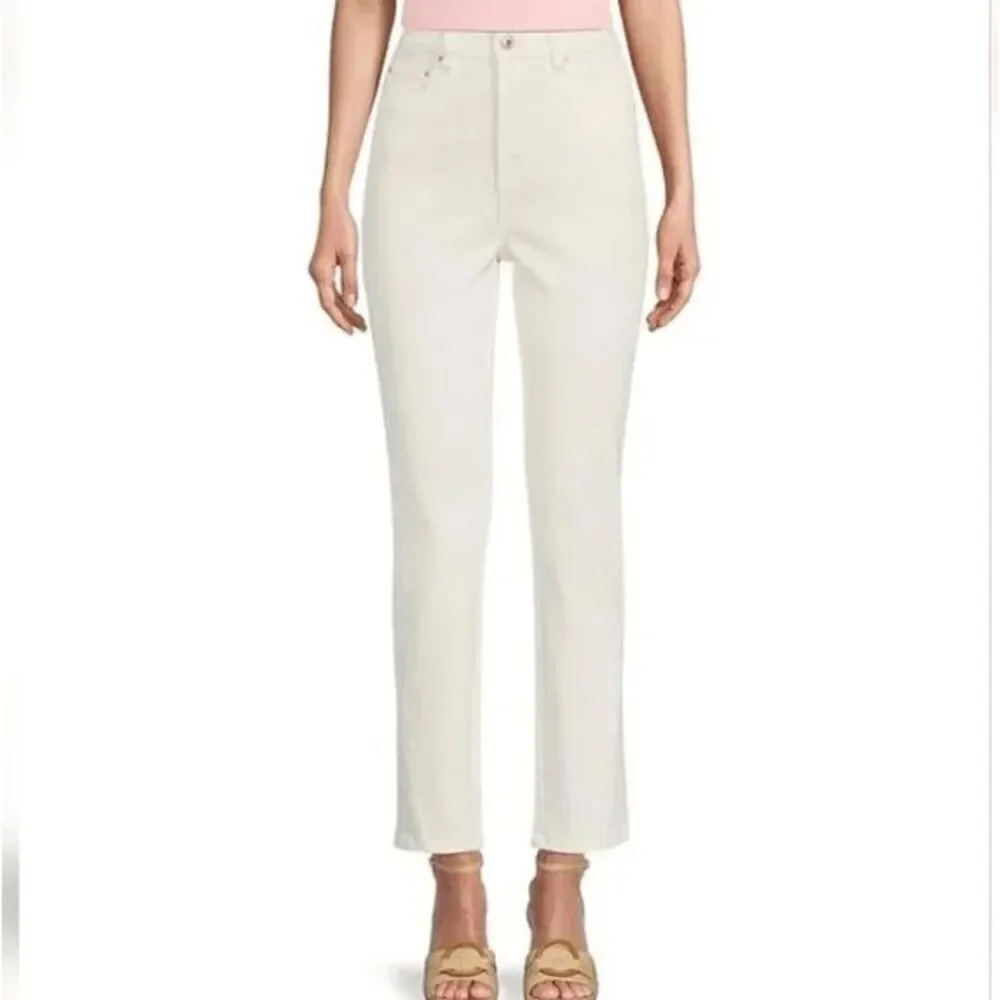 A Loves A Women's High Waist Straight Leg Cropped Jeans in White size 29